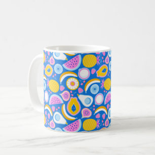 Mug Fruits tropicaux juteux - arrière - plan bleu
