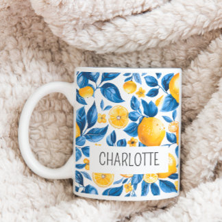 Mug Fruits tropicaux Motifs de citron Nom personnalisé