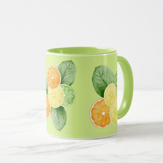 Mug Fruits tropicaux - Oranges, citrons, Limon vert (Devant droit)
