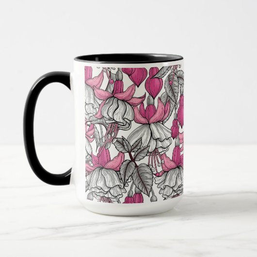 Mug Fuchsia en blanc et rose (Gauche)