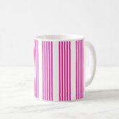 Mug Fuchsia et blanc cinq bandes motif (Devant droit)