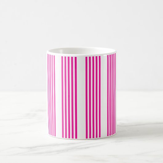 Mug Fuchsia et blanc cinq bandes motif (Centre)