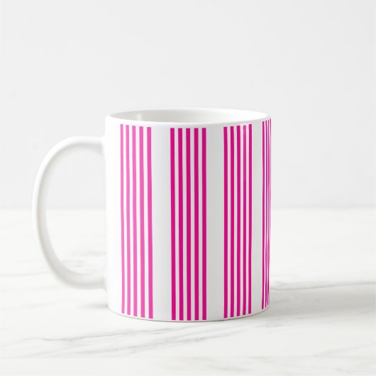 Mug Fuchsia et blanc cinq bandes motif (Gauche)