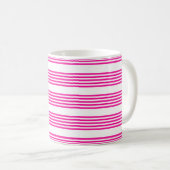 Mug Fuchsia et blanc cinq bandes motif (Devant droit)