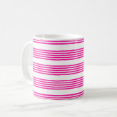 Mug Fuchsia et blanc cinq bandes motif (Devant gauche)