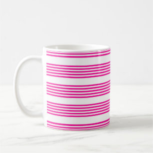 Mug Fuchsia et blanc cinq bandes motif