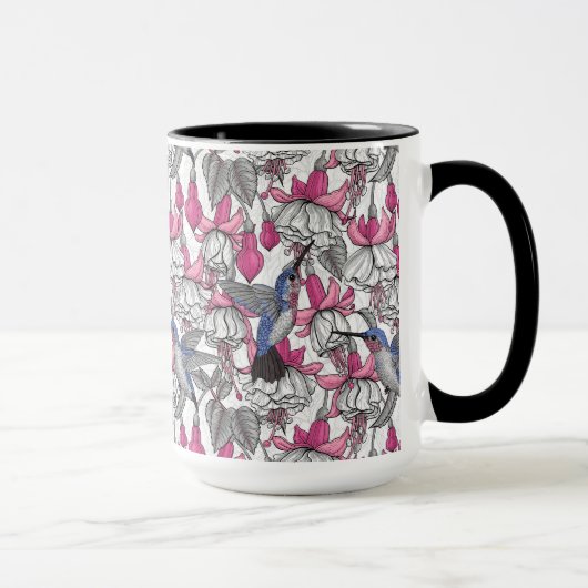 Mug Fuchsia et colibris blancs (Droite)