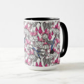 Mug Fuchsia et colibris blancs (Devant droit)