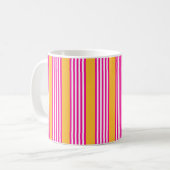 Mug Fuchsia et jaune cinq bandes motif (Devant gauche)