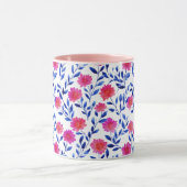 Mug Fuchsia Fleurs de Printemps Aquarelle Botanique (Centre)
