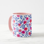 Mug Fuchsia Fleurs de Printemps Aquarelle Botanique (Devant gauche)
