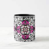 Mug Fuchsia ornemental élégant et noir de damassé (Centre)