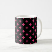 Mug Fuchsia polka croise sur noir (Devant droit)