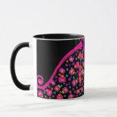 MUG FUCHSIE ROSE NOIR DÉCO MONOGRAM ABSTRAIT (Gauche)