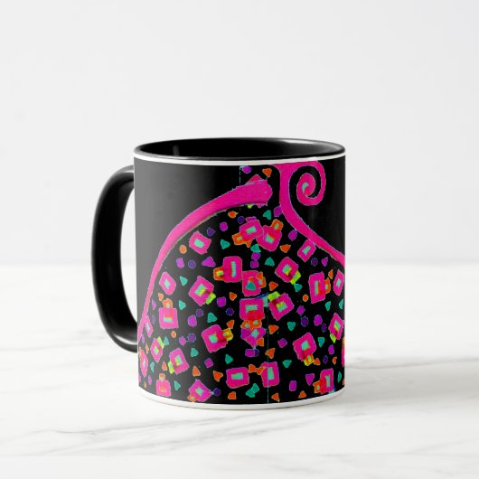 MUG FUCHSIE ROSE NOIR DÉCO MONOGRAM ABSTRAIT (Devant gauche)