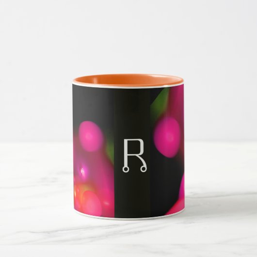 MUG FUCHSIE ROSE PURPLE NOIR FRACTAL BUBBLES MONOGRAMM (Centre)