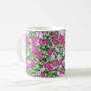 Mug Fucshia fleurs sur un arrière - plan rose pâle