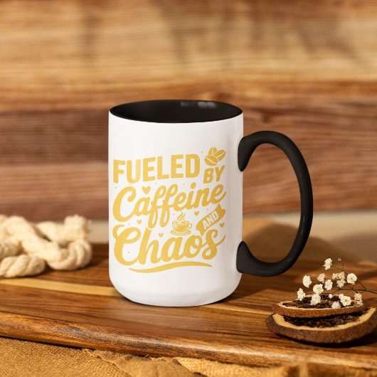 Mug Fueled by Caffeine and Chaos Funny Sarcastic