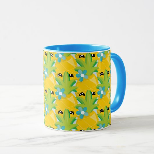 Mug Fun Ananas Flower Blue (Devant droit)