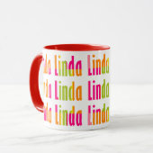 Mug Fun and Bright Colorated Nom personnalisé "Linda" (Devant gauche)