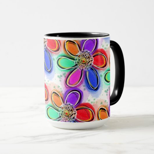 Mug Fun Artsy Aquarelle Fleurs Motif (Devant droit)