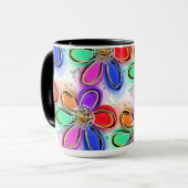 Mug Fun Artsy Aquarelle Fleurs Motif (Devant gauche)