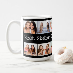 Mug Fun Best Sister Ever Photo Collage noir et blanc