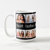 Mug Fun Best Sister Ever Photo Collage noir et blanc (Gauche)