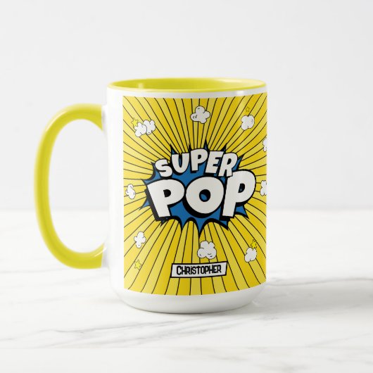 Mug Fun Bright Cute SUPER POP! Comic Book Pop Art Pun (Gauche)
