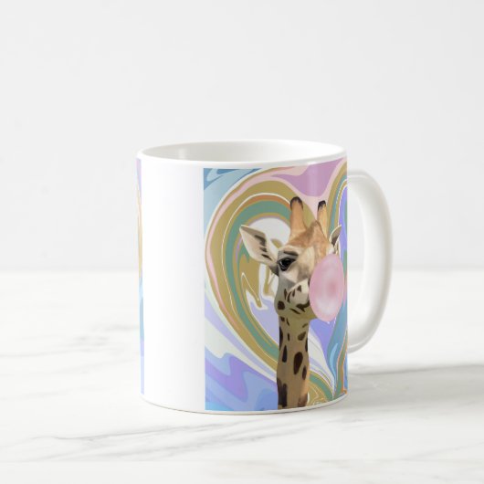 Mug Fun Bubblegum soufflant Giraffe Liquide Swirl Bleu (Devant droit)