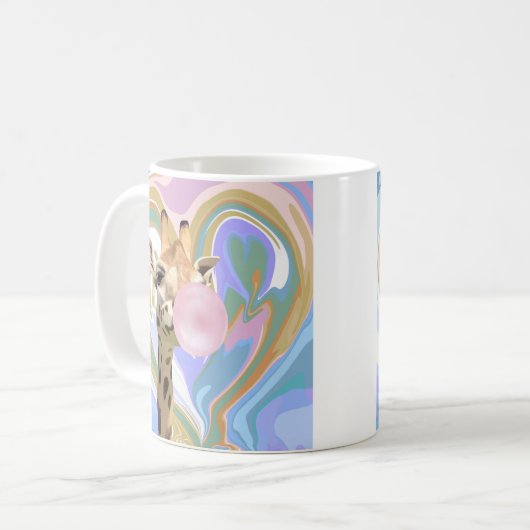 Mug Fun Bubblegum soufflant Giraffe Liquide Swirl Bleu (Devant gauche)