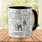 Mug Fun Chats Noir et Blanc tendance Patterned