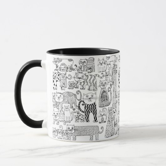 Mug Fun Chats Noir et Blanc tendance Patterned (Gauche)
