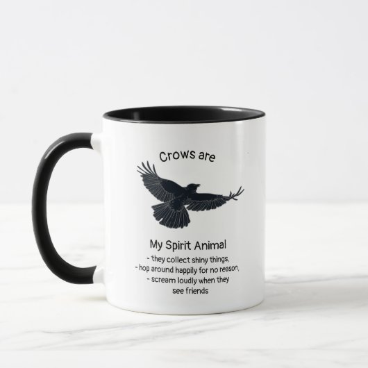 Mug Fun Crows Bird Spirit Animal Humour Citation Totem (Gauche)
