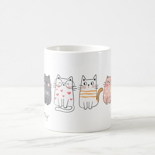 Mug Fun Cute Cats Crazy Cat Nom de la dame (Centre)