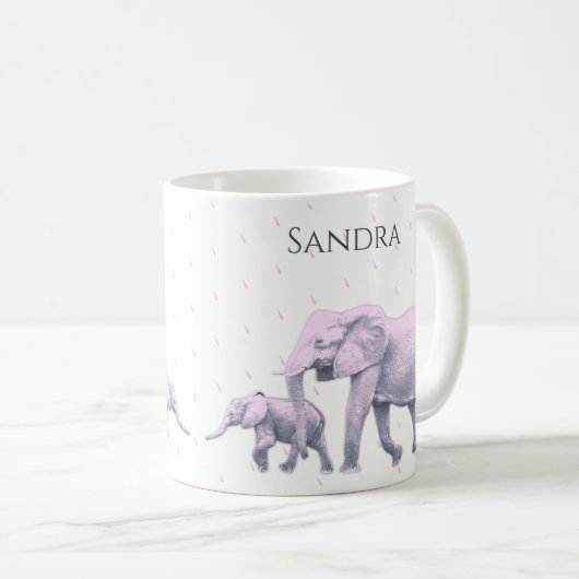 Mug Fun Cute d Rose Elephants Moderne (Devant droit)