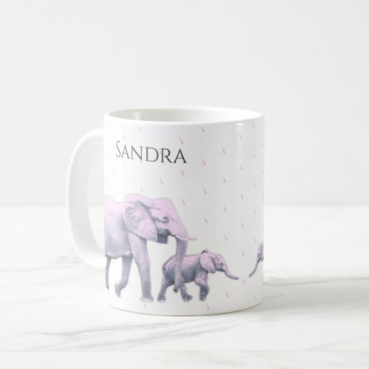 Mug Fun Cute d Rose Elephants Moderne (Devant gauche)