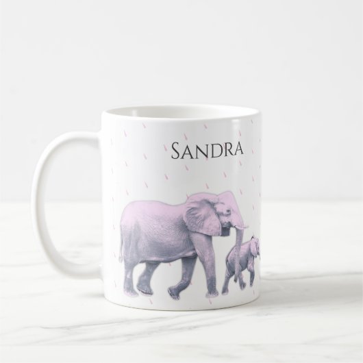 Mug Fun Cute d Rose Elephants Moderne (Gauche)