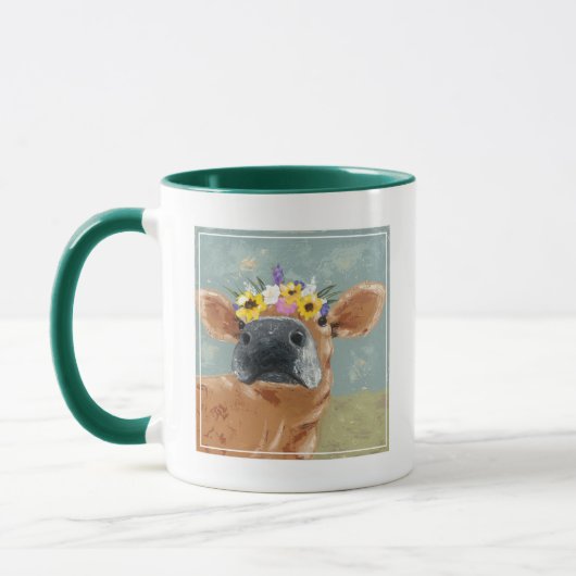 Mug Fun de ferme - Vache avec couronne de fleurs (Gauche)