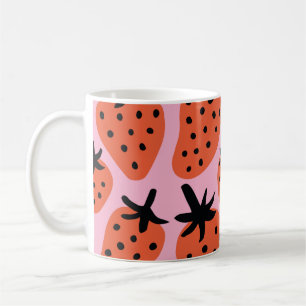 Mug Fun dessin libre fraise sans couture motif d