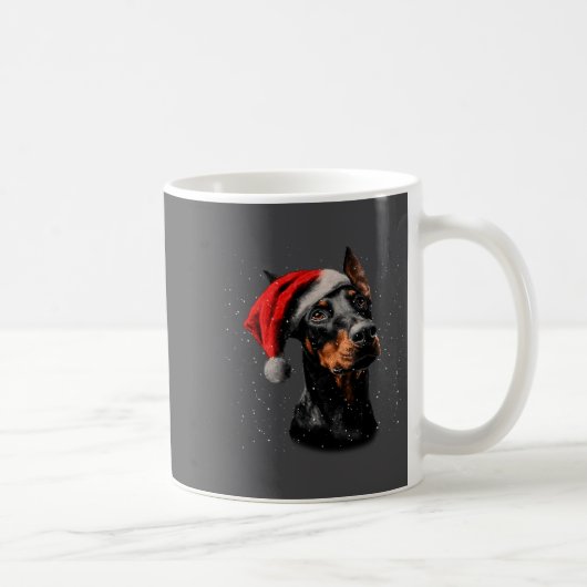Mug Fun Doberman Dog Christmas Lights Santa Hat Long S (Droite)