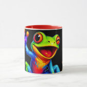 Mug fun et éclatant, grenouille colorée joyeuse. (Centre)