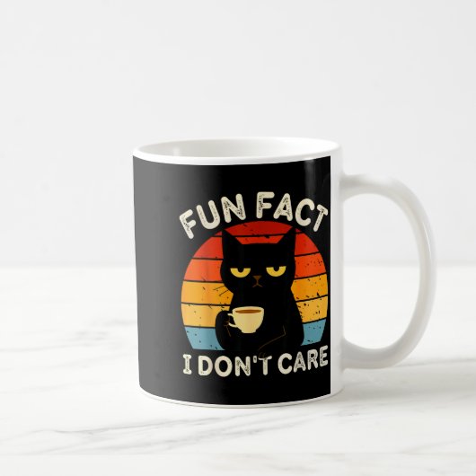Mug Fun Fact I Don't Care Funny Black Cat Saying Quote (Droite)