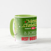 Mug Fun Festin meilleur patron jamais avec Snowman Noë (Devant gauche)