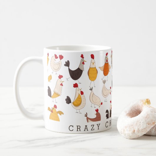 Mug Fun fou poule dame (Avec donut)