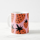 Mug Fun fraise, design artisanal sans couture. (Devant gauche)