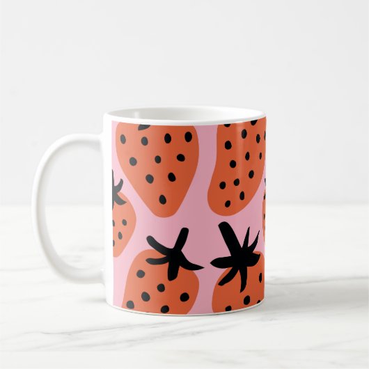 Mug Fun fraise, design artisanal sans couture. (Gauche)