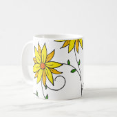 Mug Fun Fun Jaune Fleurs Jaunes Dodle Art (Devant gauche)