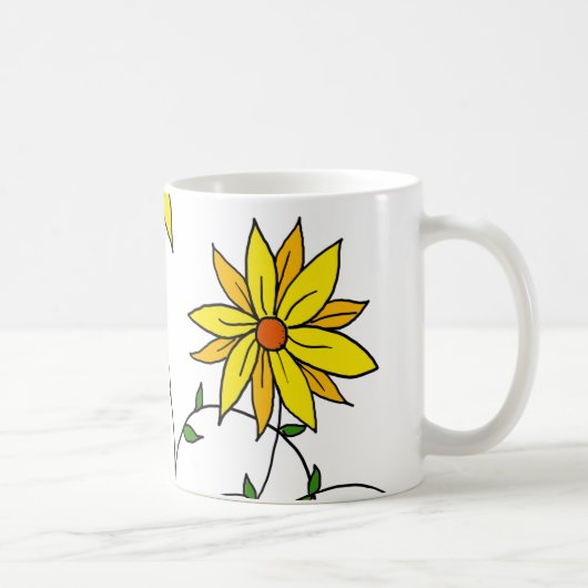 Mug Fun Fun Jaune Fleurs Jaunes Dodle Art (Droite)