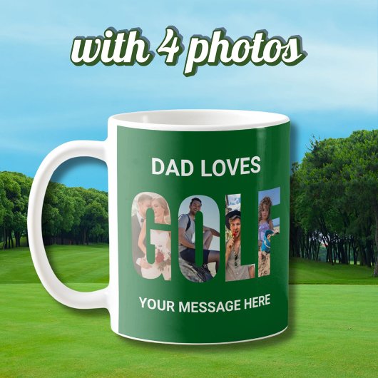 Mug Fun Golf Custom 4 Photos Nom du message